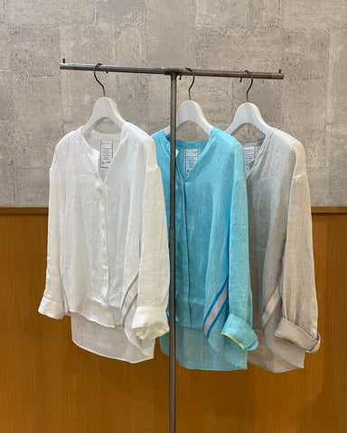 4月29日ライブ BLUE F RONCE<br>キーネックリネン折り返しシャツ