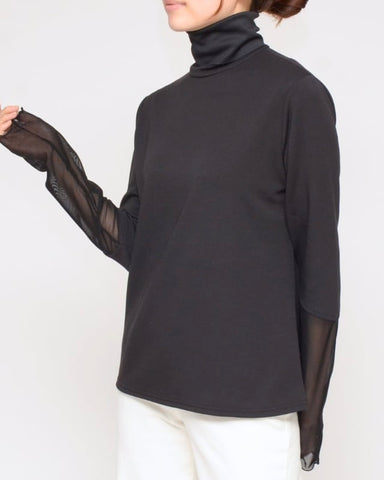 Praia<br>袖チュールハイネックカットソー