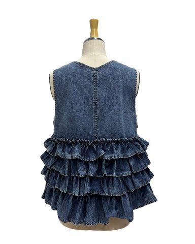 ayane予約<br> デニム地バックフリルベスト