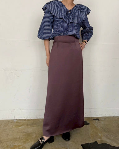 cafune<br> side piping satin skirt