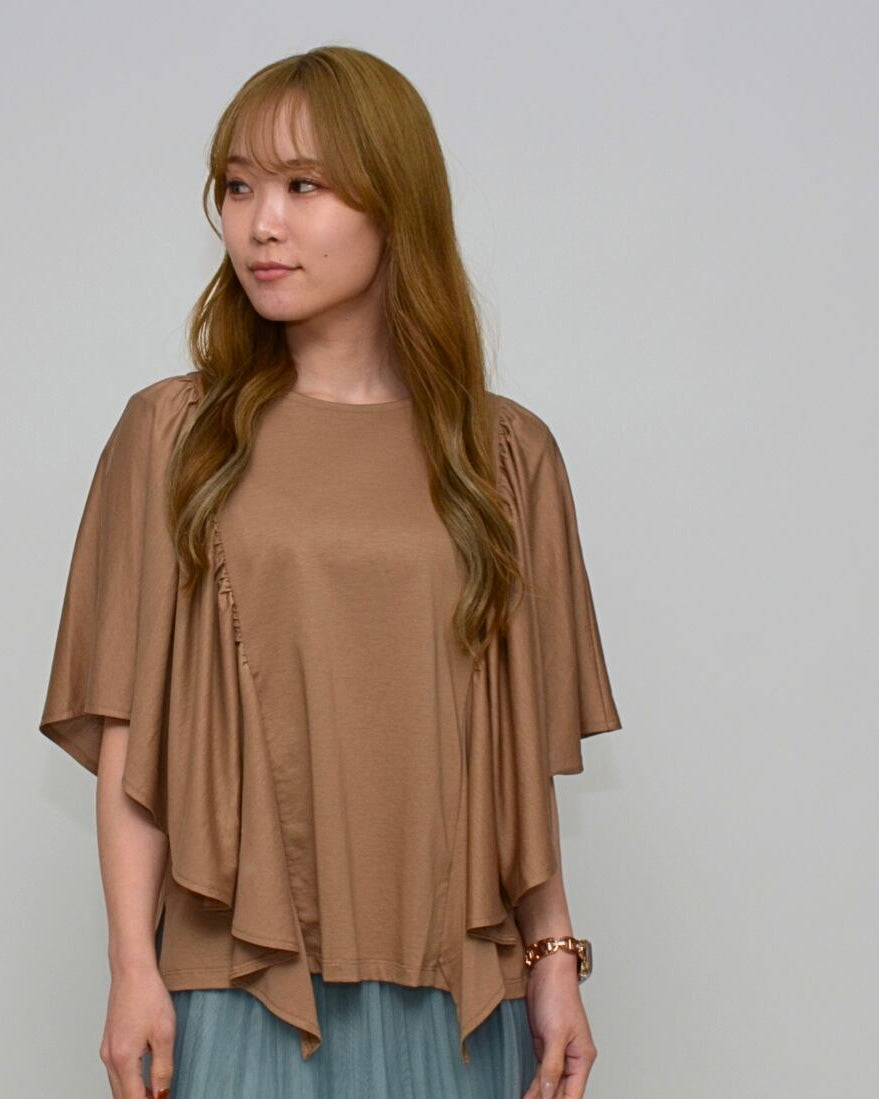 Praia<br>シルケット綿・袖フリルプルオーバー