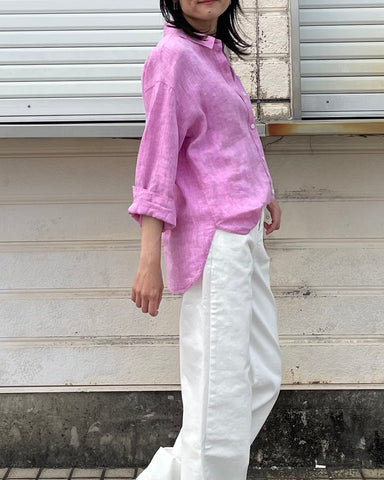インスタライブ BLUE F RONCE <br>無地リネンシャツ