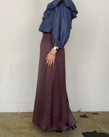 cafune<br> side piping satin skirt