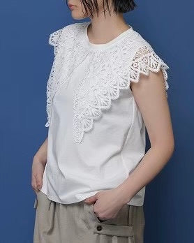 CYAN TOKYO<br>レースカラーノースリーブTOPS