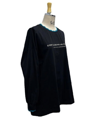 ayane予約<br> 襟ぐりニットロゴロンT