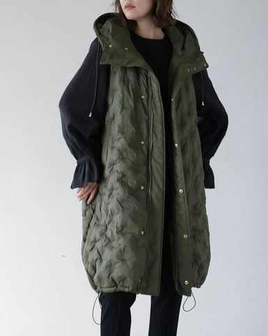 Herencia<br> Padded Hooded Cocoon Vest Coat