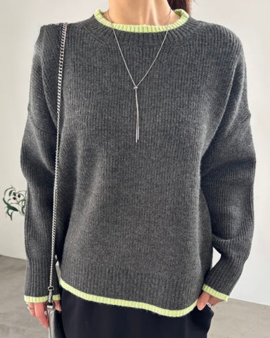 mink chair<br> バイカラーライン畦編みニット