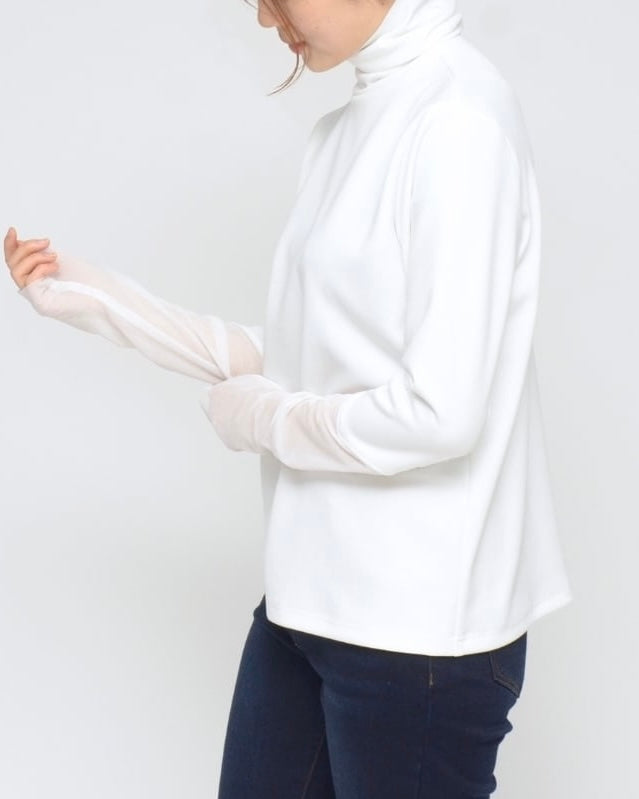 Praia<br>袖チュールハイネックカットソー