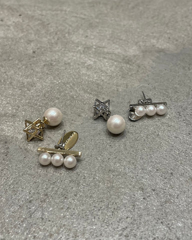 Sea'ds Mara <br> Triple pearl×star back catch pierce