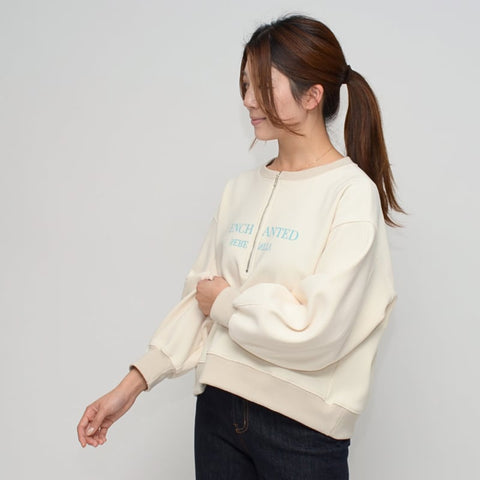 11月20日ライブ Praia<br>梨地裏起毛ハーフジップロゴトップス