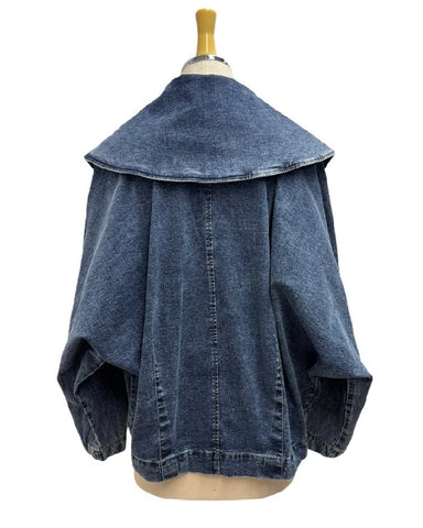 ayane予約<br> ショールカラーデニムダブルジャケット