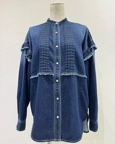 CYAN TOKYOご予約<br> ピンタックフリルウエスタンシャツ