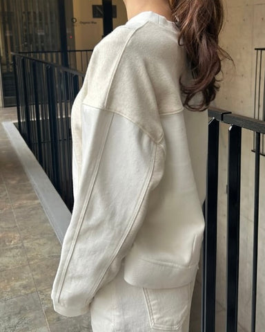 Praia<br> ボンバーヒート×デニム切替えコンビトップス