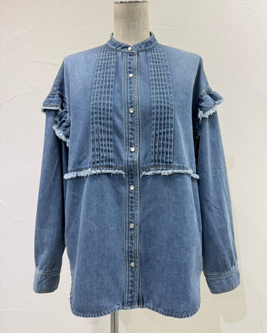 CYAN TOKYOご予約<br> ピンタックフリルウエスタンシャツ