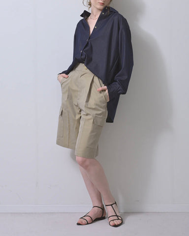 Herencia<br>Denim-like Back Ribbon Blouse