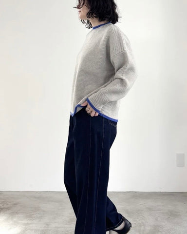 mink chair<br> バイカラーライン畦編みニット