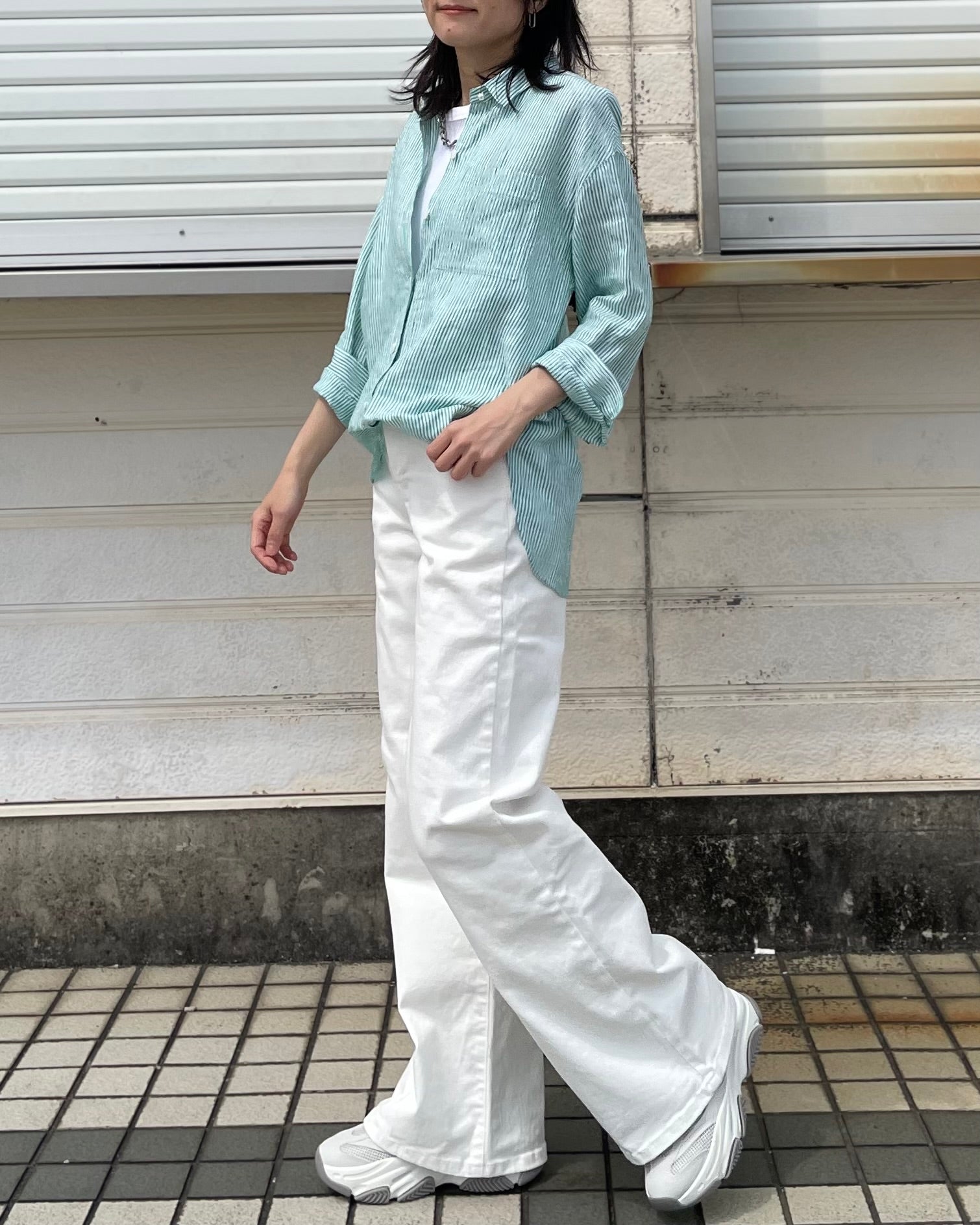 3月29日ライブ BLUE F RONCE <br> ストライプリネンシャツ