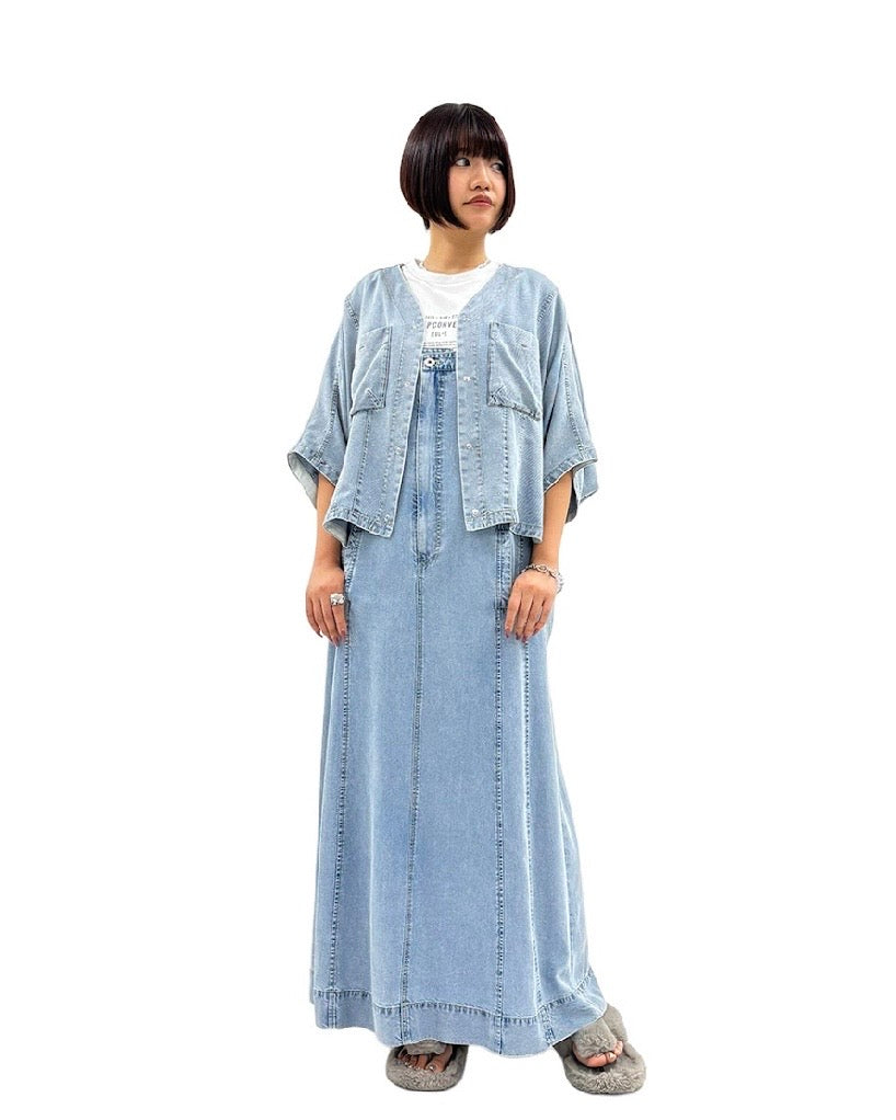 ayane<br>テンセルデニムノーカラーシャツ