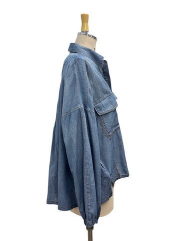 ayane予約<br> シアーデニムショート丈シャツ