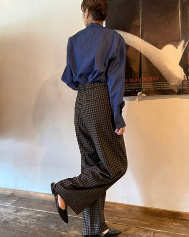 cafune<br> classic check tuck pants