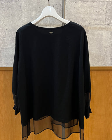 BLUE FRONCE<br>シアー切替POブラウス