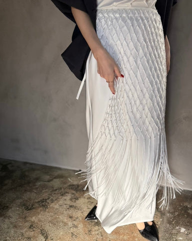 cafune<br> knit fringe wrap skirt