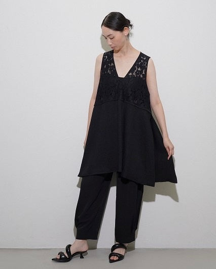 CYAN TOKYOご予約<br> サイドスリットレースコンビチュニック