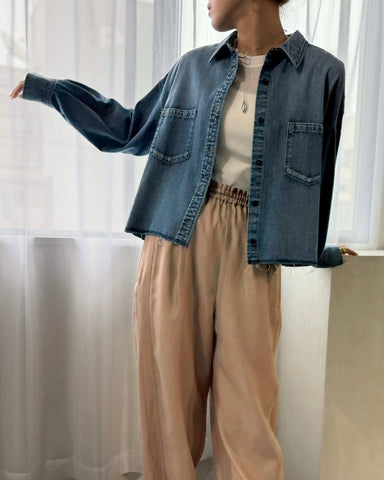 cafune<br> light oz denim short shirt