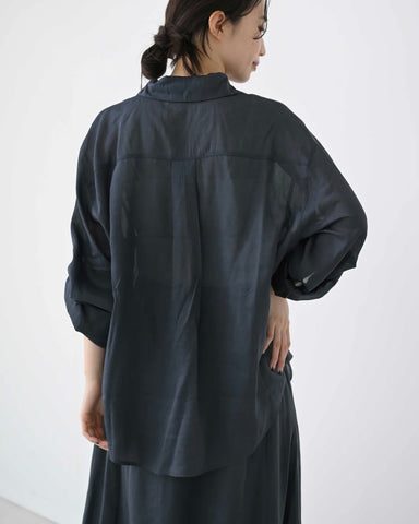 7月17日ライブ HERENCIA<br> Sheer Linen Collar Blouse