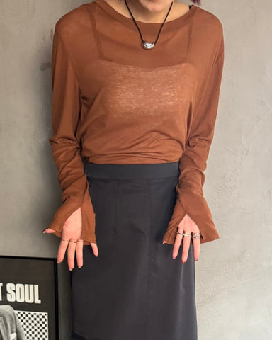 cafune<br> cotton gauze slit sleeve tops