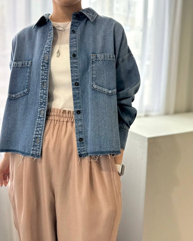 cafune<br> light oz denim short shirt