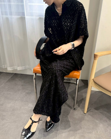 7月17日ライブ cafune<br> cut jacquard half sleeve shirt