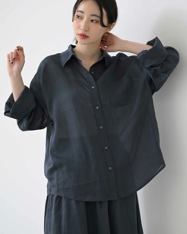7月17日ライブ HERENCIA<br> Sheer Linen Collar Blouse