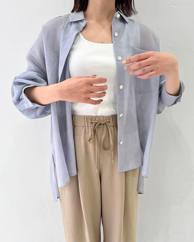 cafune<br> linen like sheer relax shirt