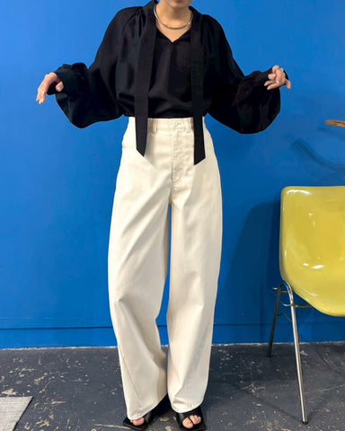 3月8日ライブ cafune<br> sheer tencel bowtie blouse