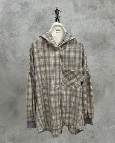 ayane予約<br>フーディチェックシャツ