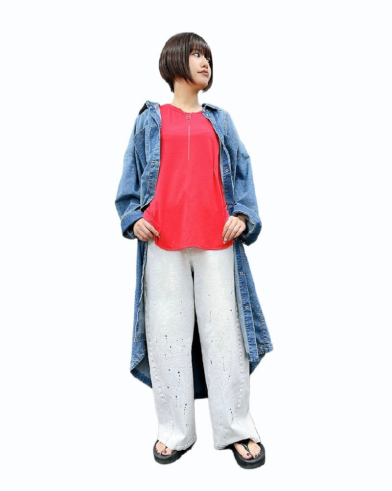 5月29日ライブ ayane<br>ストレッチダンガリーロングシャツ