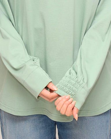 Praia<br> プレミアムシルケット・シャーリングスリーブプルオーバー