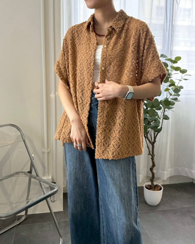 7月17日ライブ cafune<br> cut jacquard half sleeve shirt