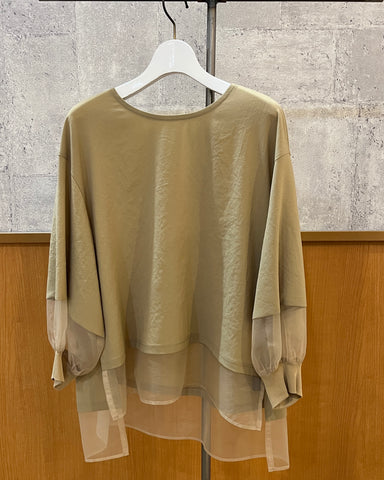 BLUE FRONCE<br>シアー切替POブラウス