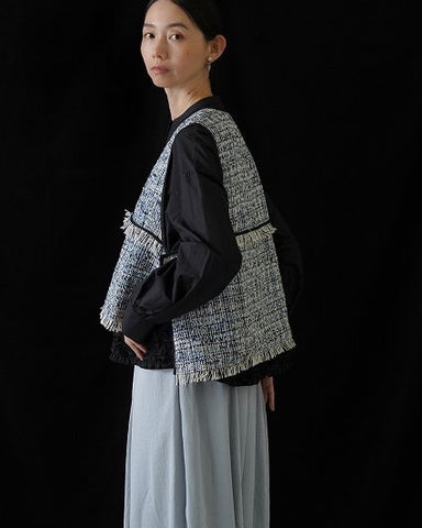 CYAN TOKYOご予約<br> バックオーバートリムツイードベスト