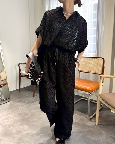 7月17日ライブ cafune<br> cut jacquard half sleeve shirt