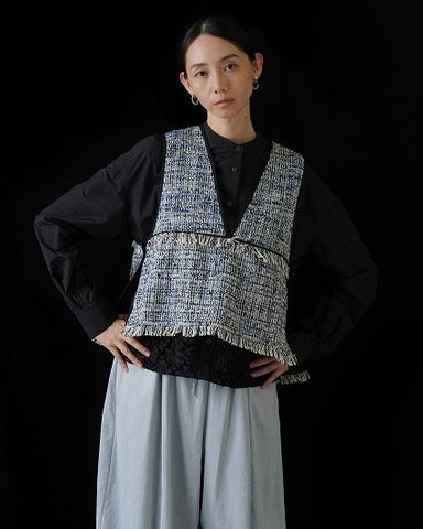 CYAN TOKYOご予約<br> バックオーバートリムツイードベスト