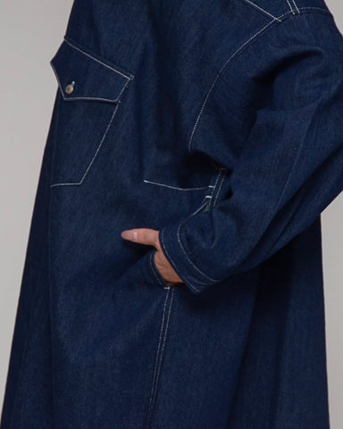 Praia<br> ワンウォッシュ・ライトオンスデニムロングシャツ