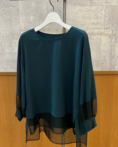 BLUE FRONCE<br>シアー切替POブラウス