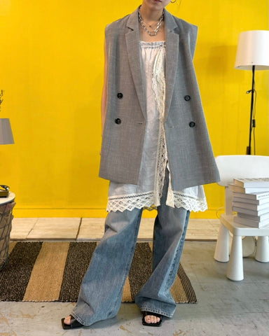 3月8日ライブ cafune<br> tweed like mesh double gilet