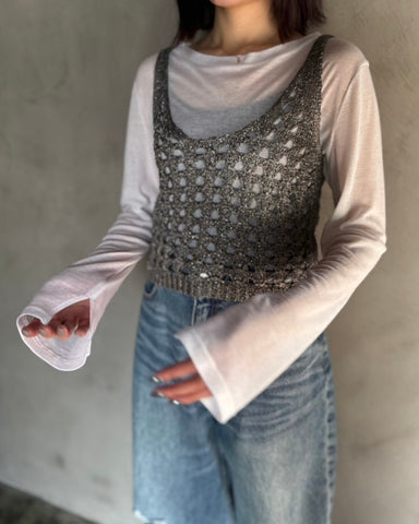 cafune<br> cotton gauze slit sleeve tops