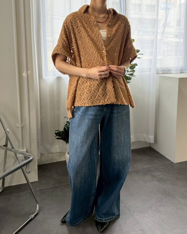 7月17日ライブ cafune<br> cut jacquard half sleeve shirt