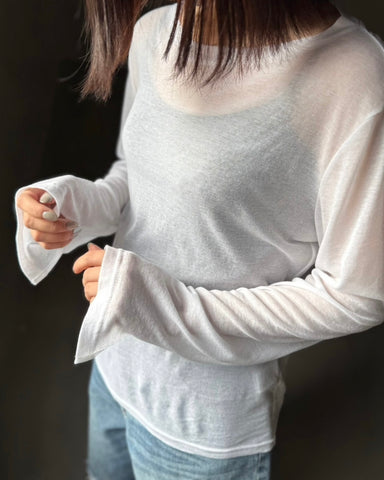cafune<br> cotton gauze slit sleeve tops