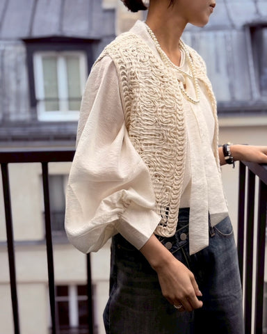 3月8日ライブ cafune<br> sheer tencel bowtie blouse